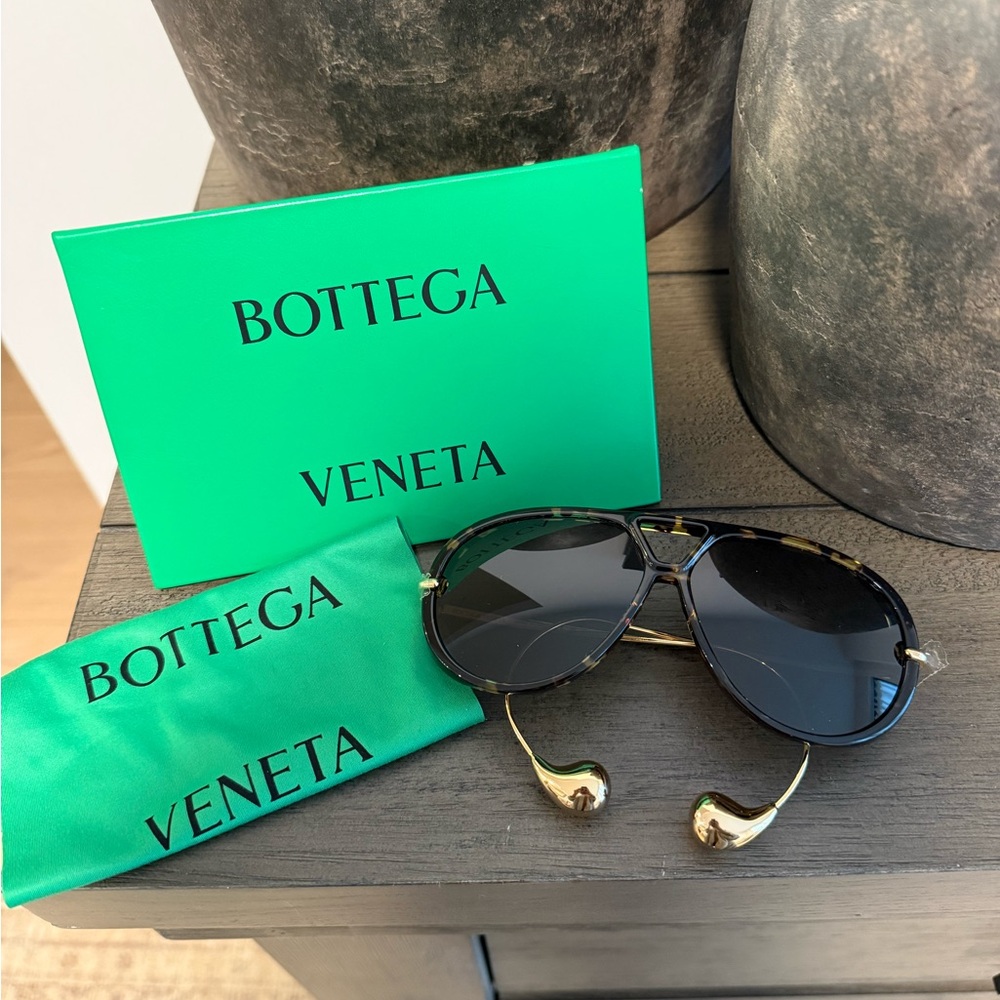 Bottega Veneta Drop Aviator Tortoiseshell Sunglasses